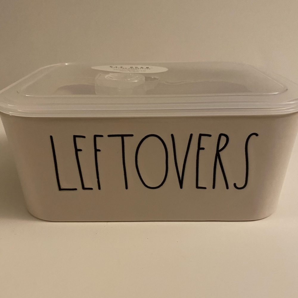 Rae Dunn Leftovers ceramic container with lid